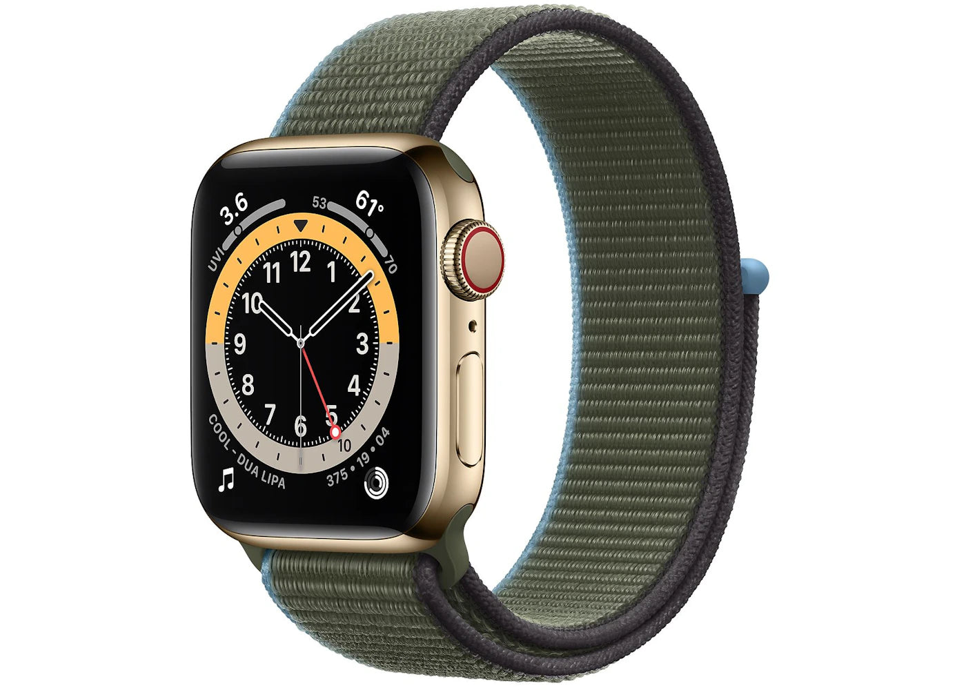 Apple Watch Series 6 GPS + Cellular 40mm Gold Stainless Steel with Inverness Green Sport Loop A2293