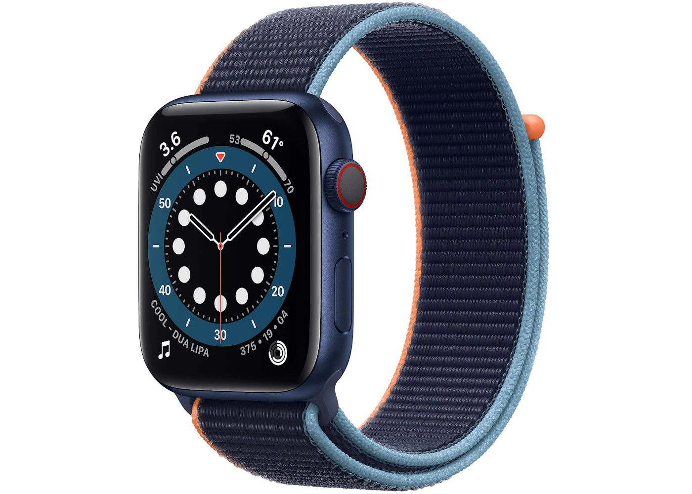 Apple Watch Series 6 GPS + Cellular 44mm Blue Aluminum with Deep Navy Sport Loop A2294