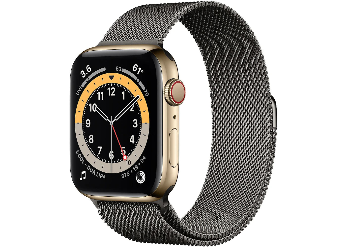 Apple Watch Series 6 GPS + Cellular 44mm Gold Stainless Steel with Graphite Milanese Loop A2294