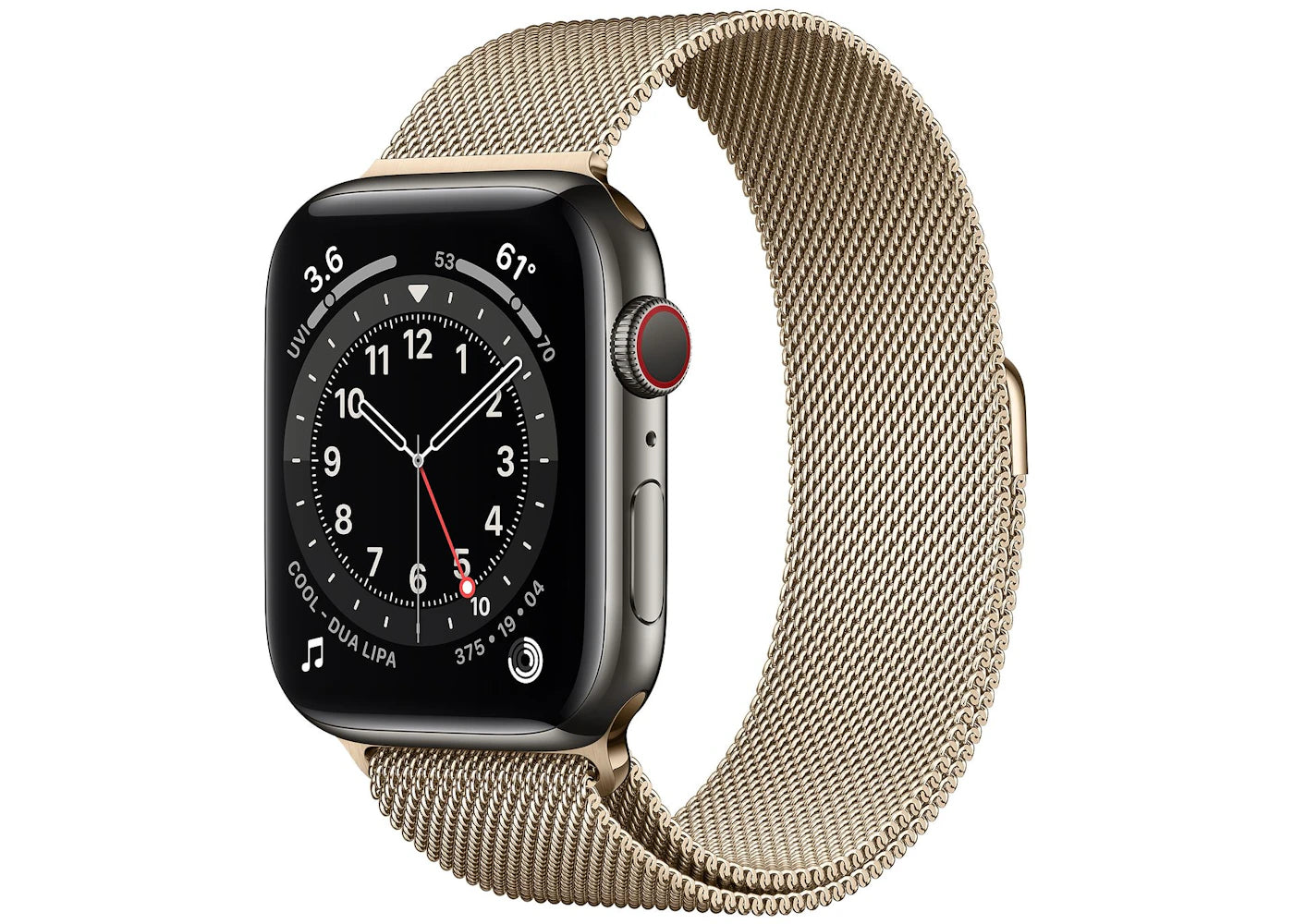 Apple Watch Series 6 GPS + Cellular 44mm Graphite Stainless Steel with Gold Milanese Loop A2294