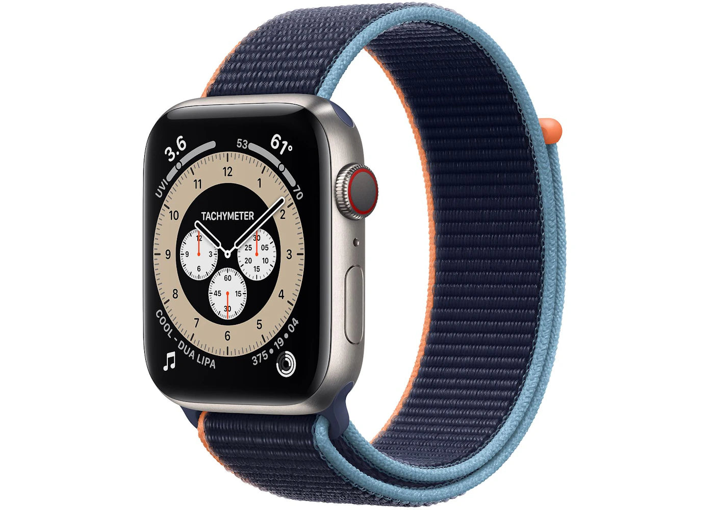 Apple Watch Series 6 GPS + Cellular 44mm Titanium with Deep Navy Sport Loop A2294