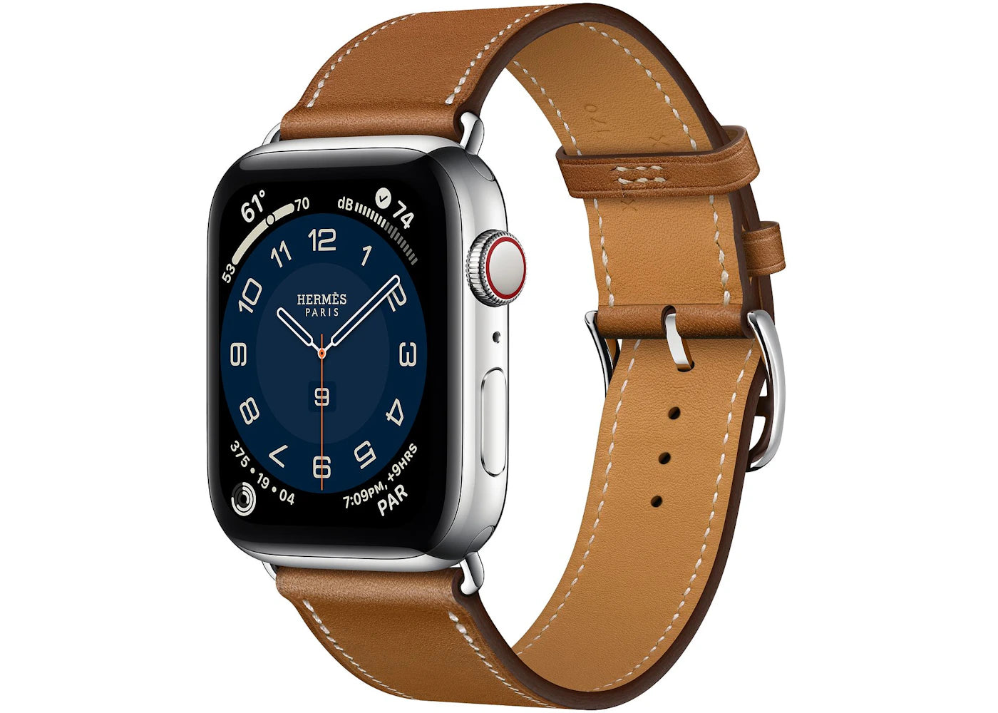 Apple Watch Series 6 Hermes GPS + Cellular 44mm Silver Stainless Steel with Fauve Single Tour A2294