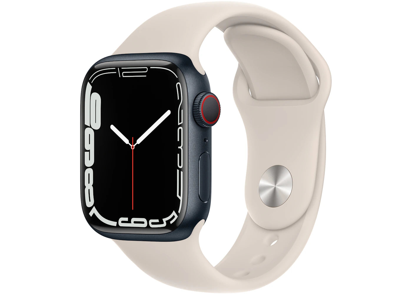 Apple Watch Series 7 GPS + Cellular 41mm Midnight Aluminum with Starlight Sport Band A2475
