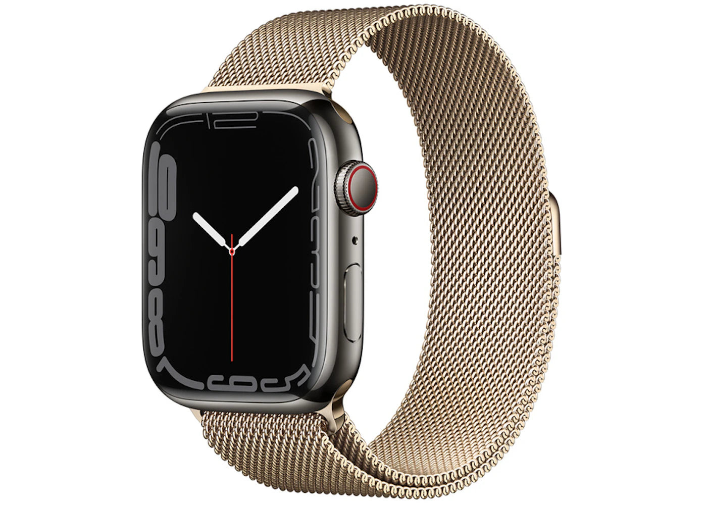 Apple Watch Series 7 GPS + Cellular 45mm Graphite Stainless Steel with Gold Milanese Loop A2477