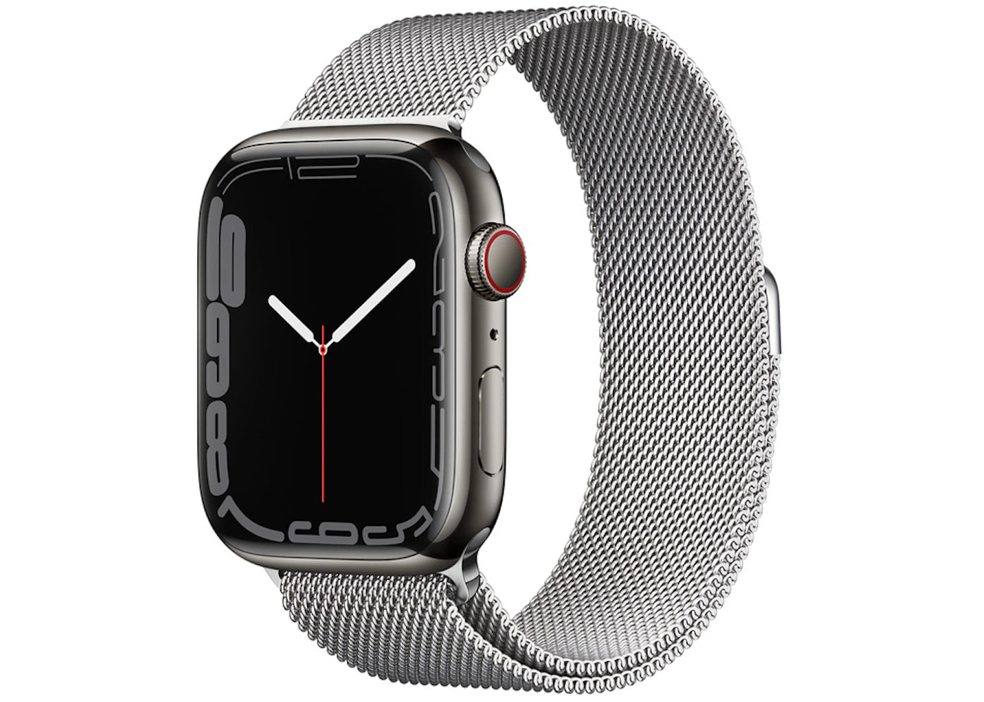 Apple Watch Series 7 GPS + Cellular 45mm Graphite Stainless Steel with Silver Milanese Loop A2477