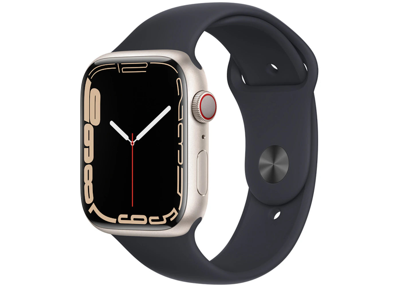Apple Watch Series 7 GPS + Cellular 45mm Starlight Aluminum with Midnight Sport Band A2477