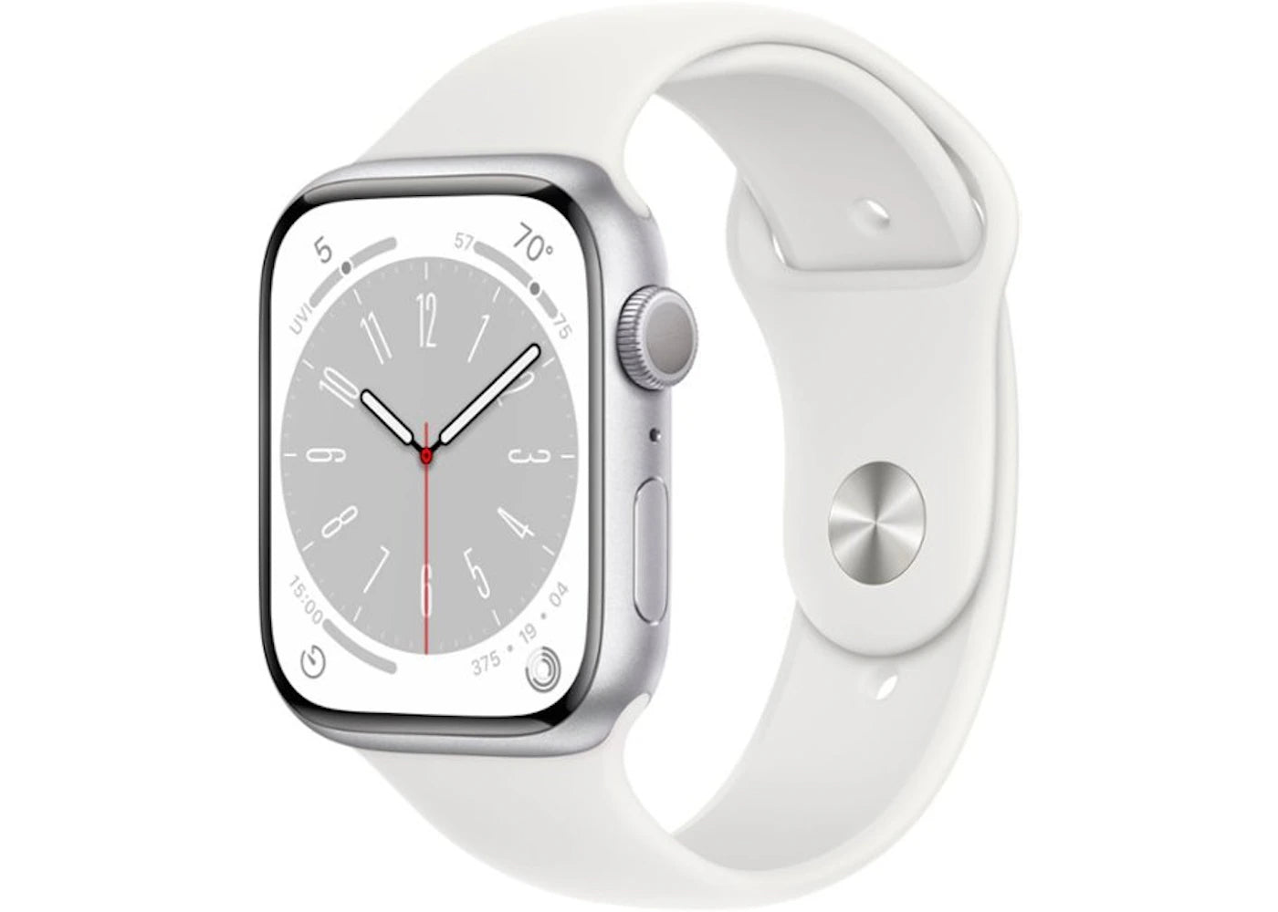 Apple Watch Series 8 GPS 41mm Silver Aluminum with White Sport Band A2770