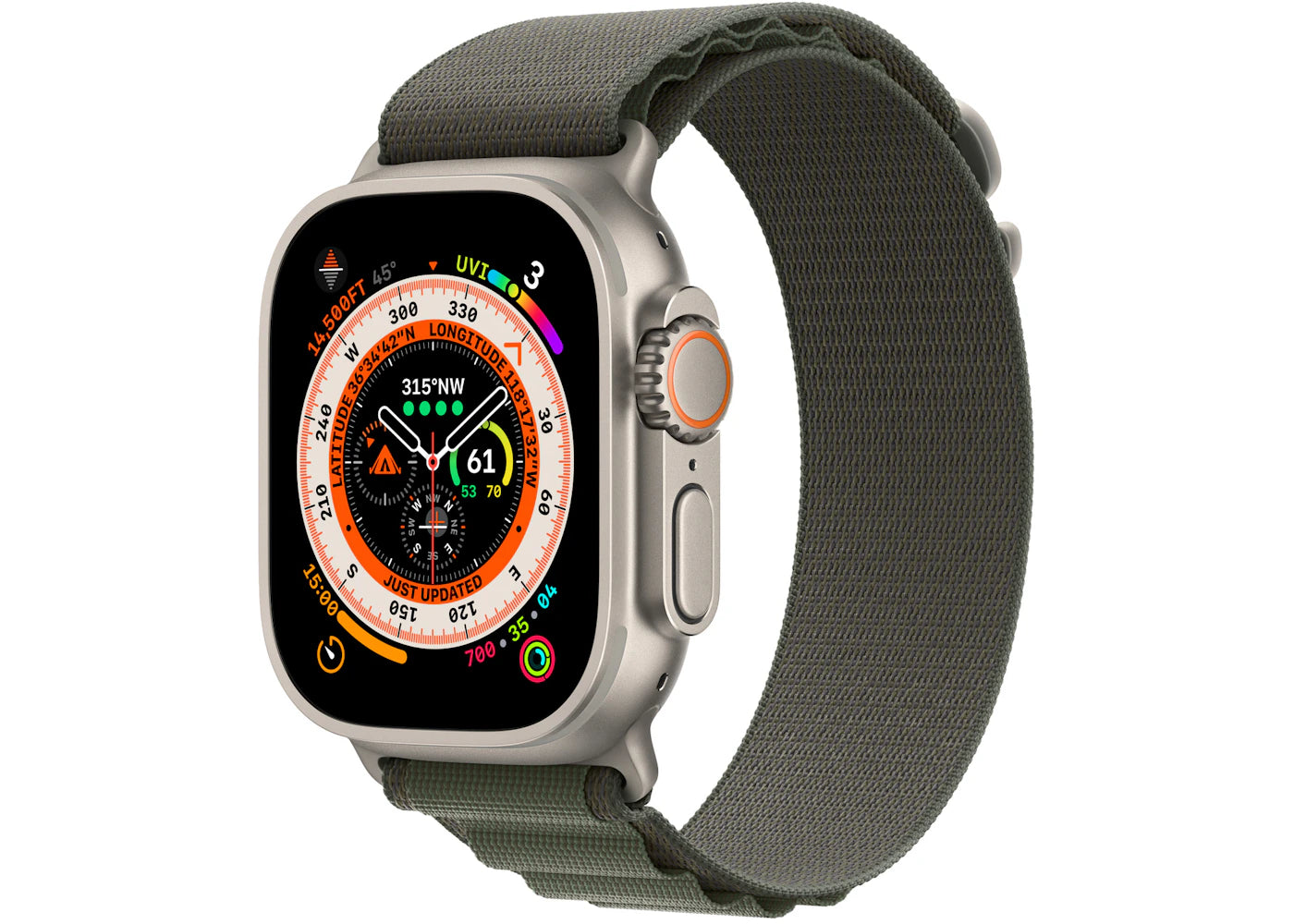Apple Watch Ultra GPS + Cellular 49mm Titanium with Green Alpine Loop A2622