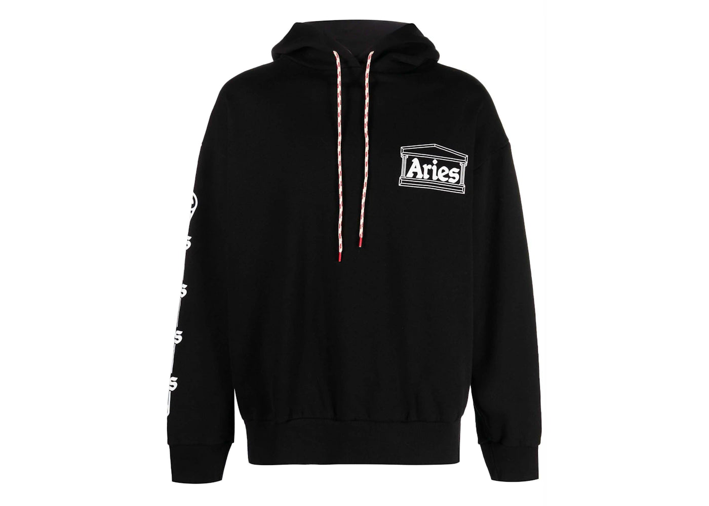 Aries Logo Print Hoodie Black