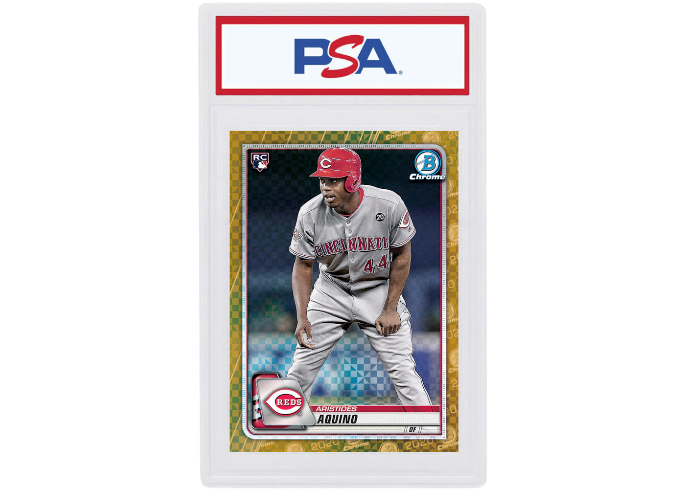 Aristides Aquino 2020 Bowman Chrome X Rookie Gold X-Fractor /3 #79 (PSA or BGS Graded)