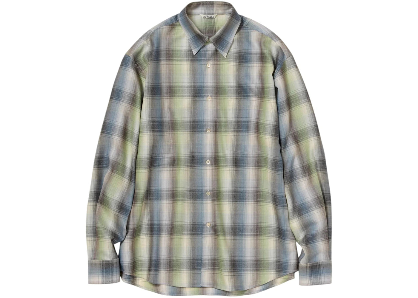 Auralee Super Light Wool Check Shirt Shirt Blue/Green/Check