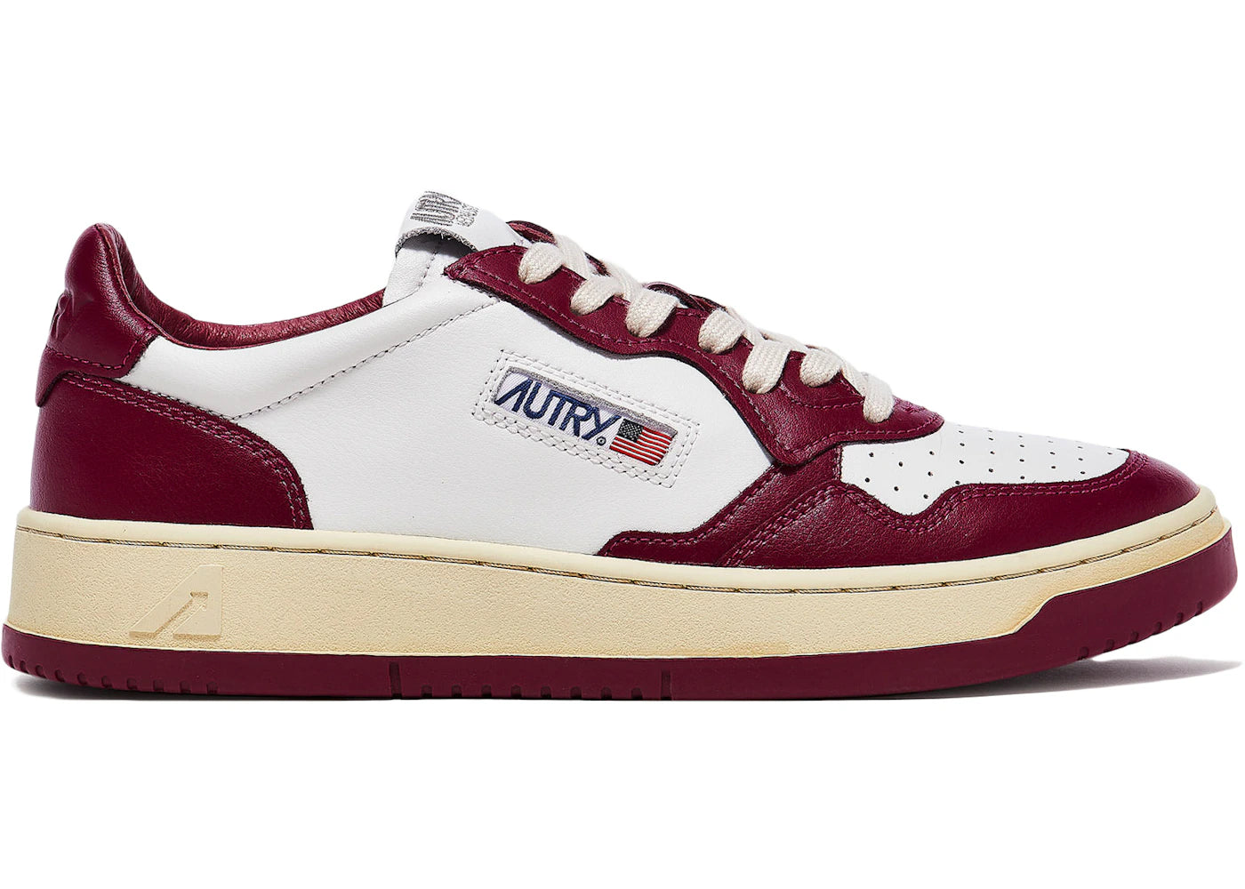 Autry Medalist Leather Low Burgundy White