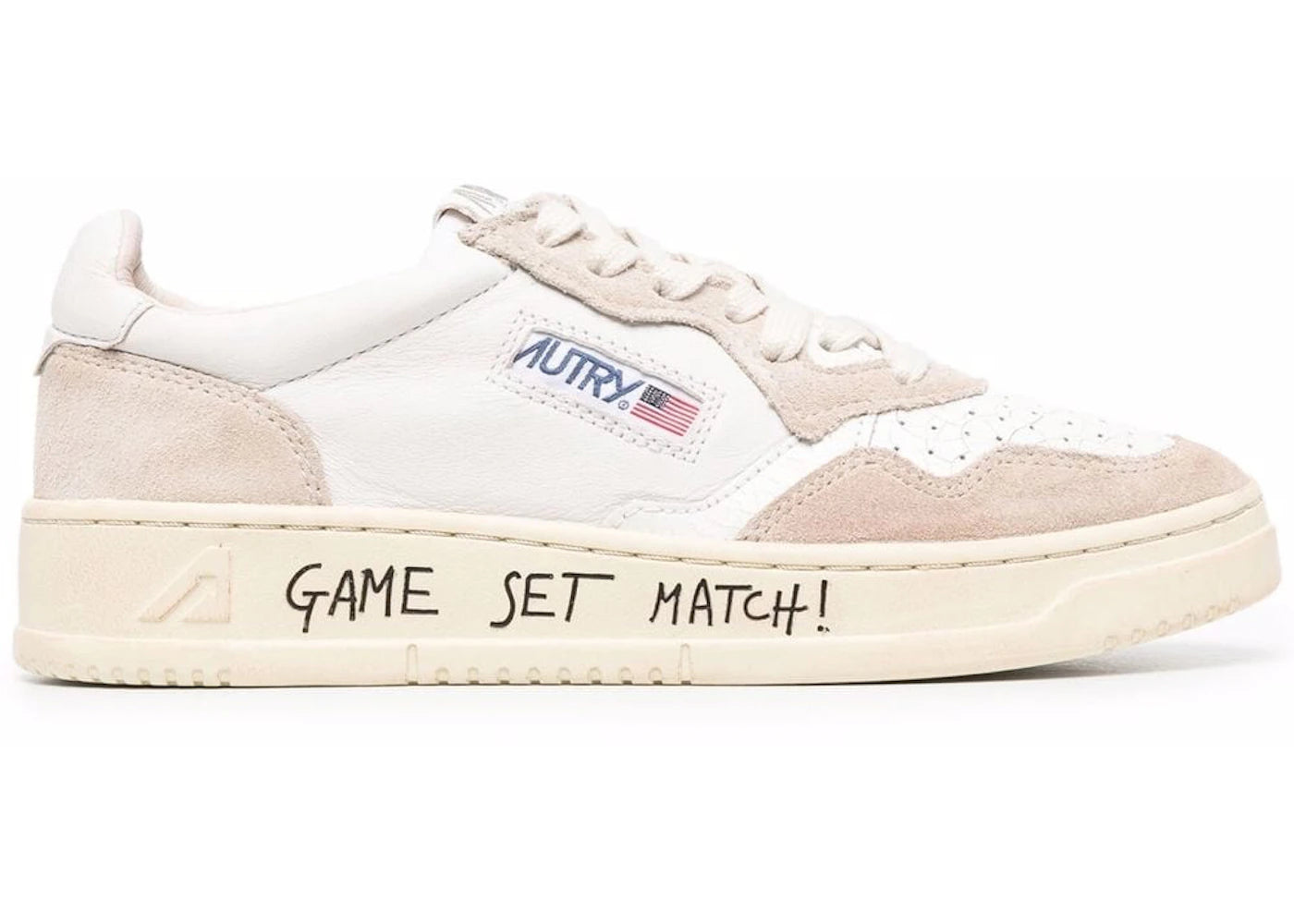 Autry Medalist Leather Low Game Set Match White Beige (Women's)