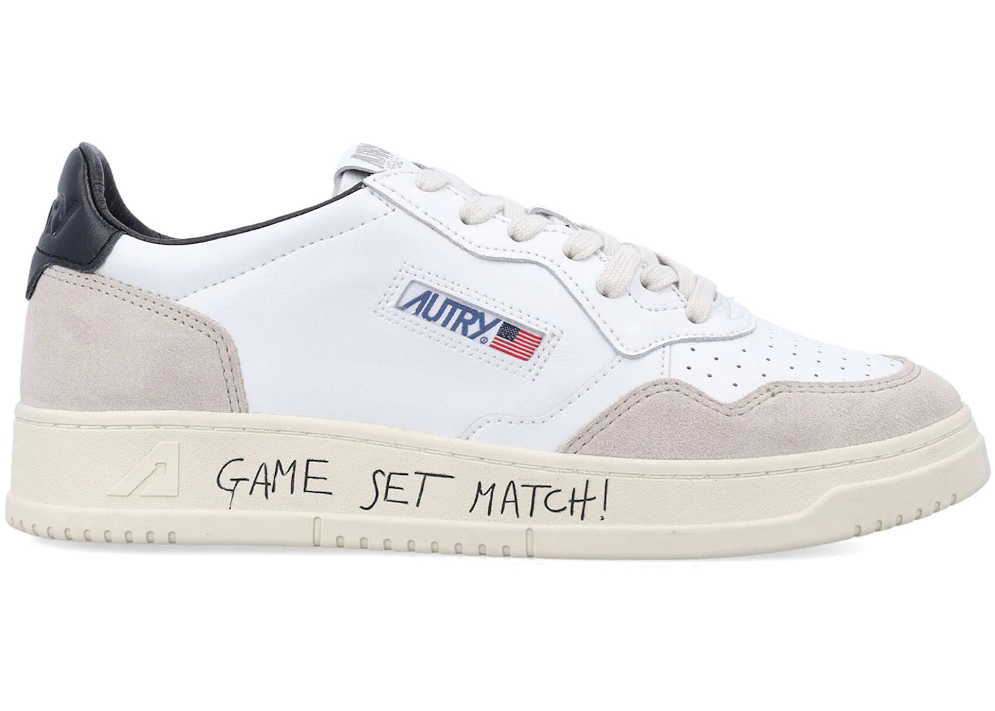 Autry Medalist Leather Low Game Set Match! White Black Grey
