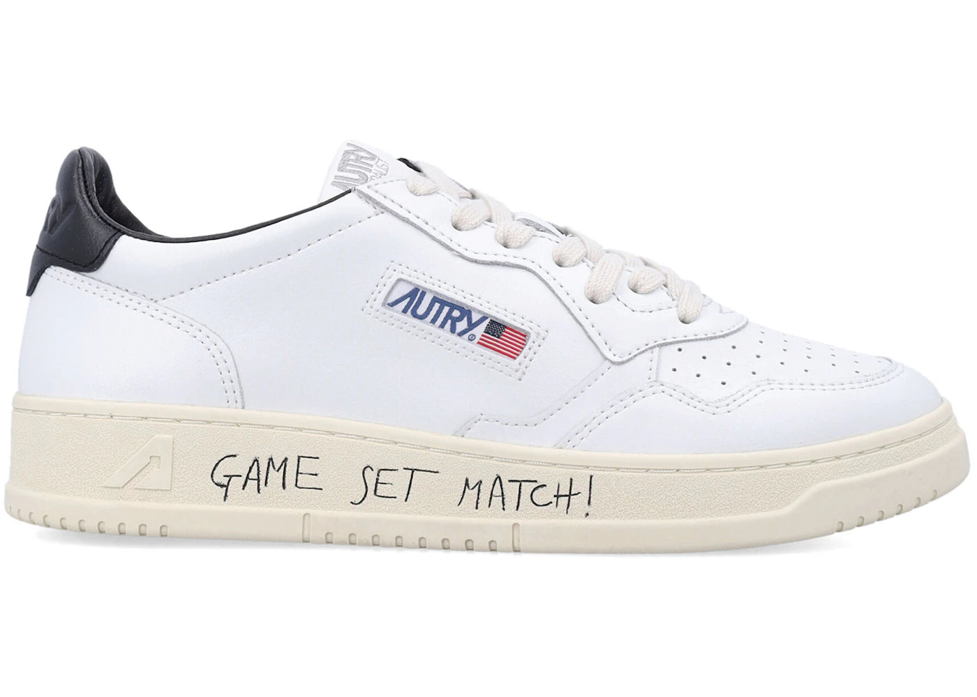 Autry Medalist Leather Low Game Set Match! White Black