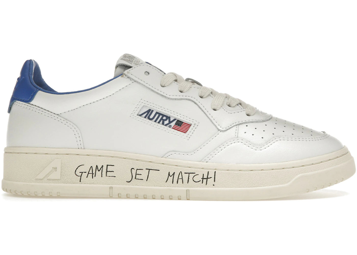 Autry Medalist Leather Low Game Set Match! White Palace Blue