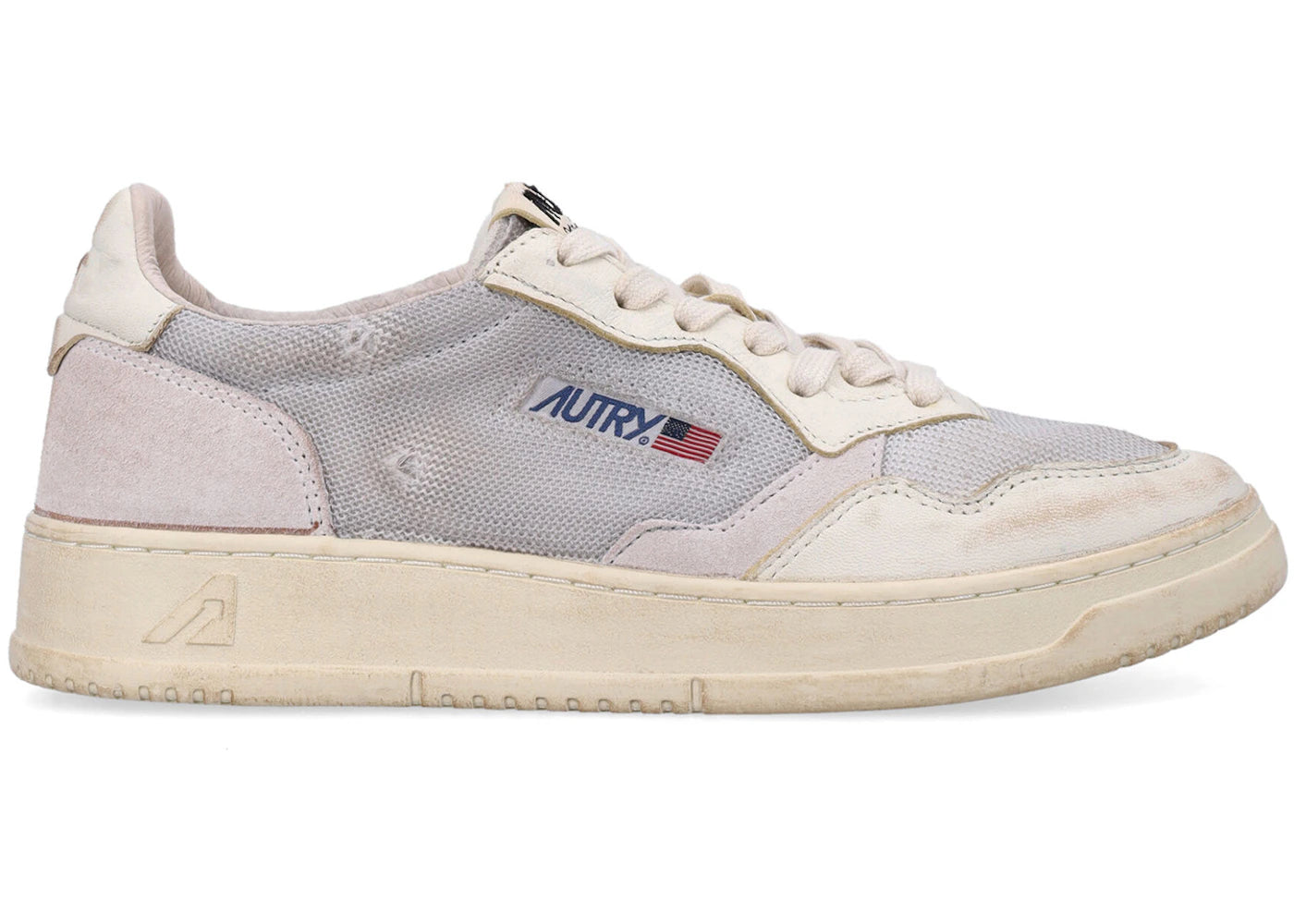 Autry Medalist Leather Low Grey White Super Vintage