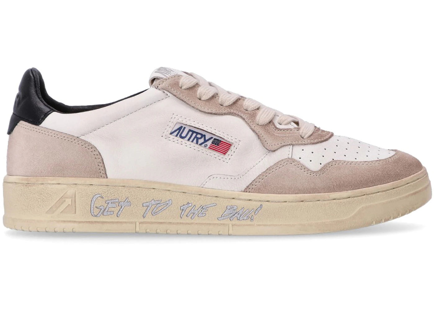 Autry Medalist Leather Low White Beige Black