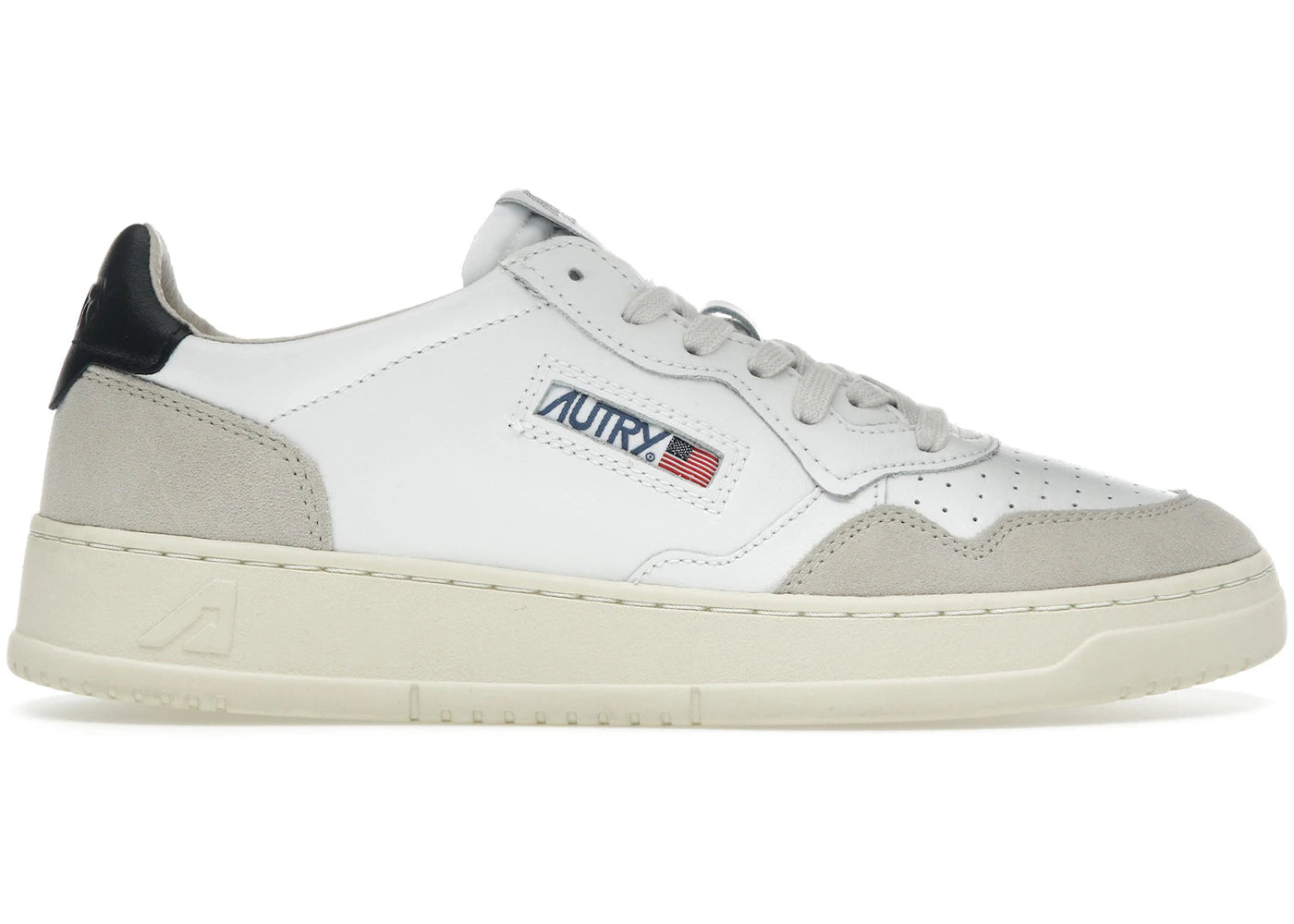 Autry Medalist Leather Low White Black Beige