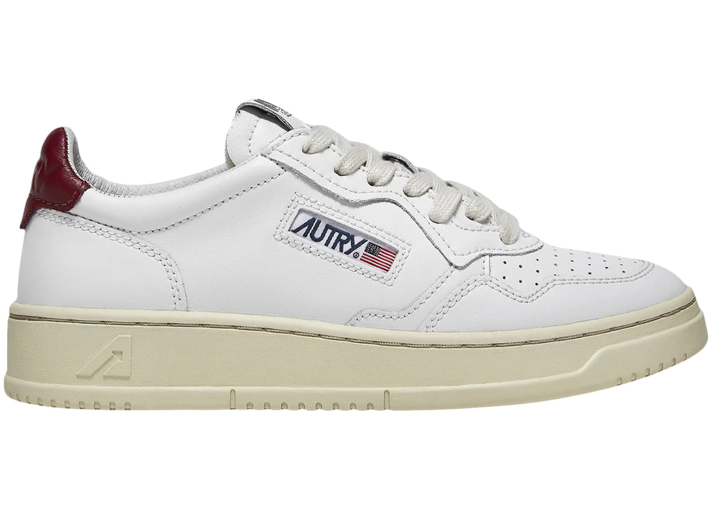 Autry Medalist Leather Low White Bordeaux (Women's)