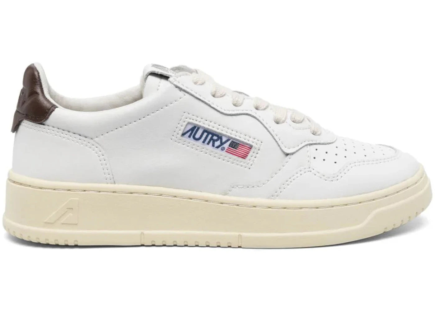 Autry Medalist Leather Low White Brown Tab (Women's)