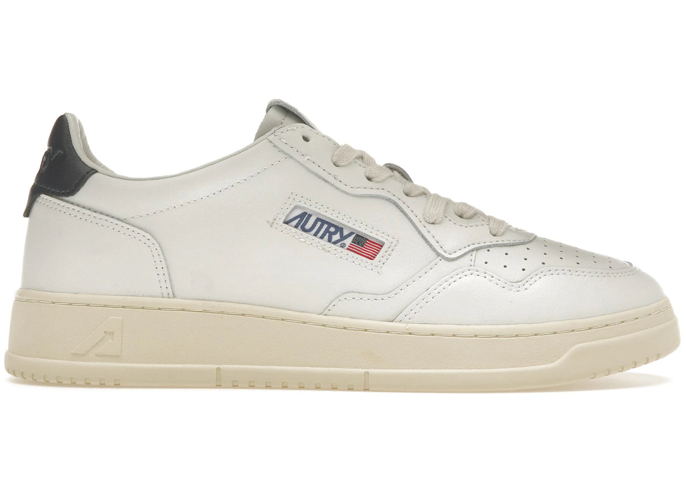 Autry Medalist Leather Low White Dark Blue