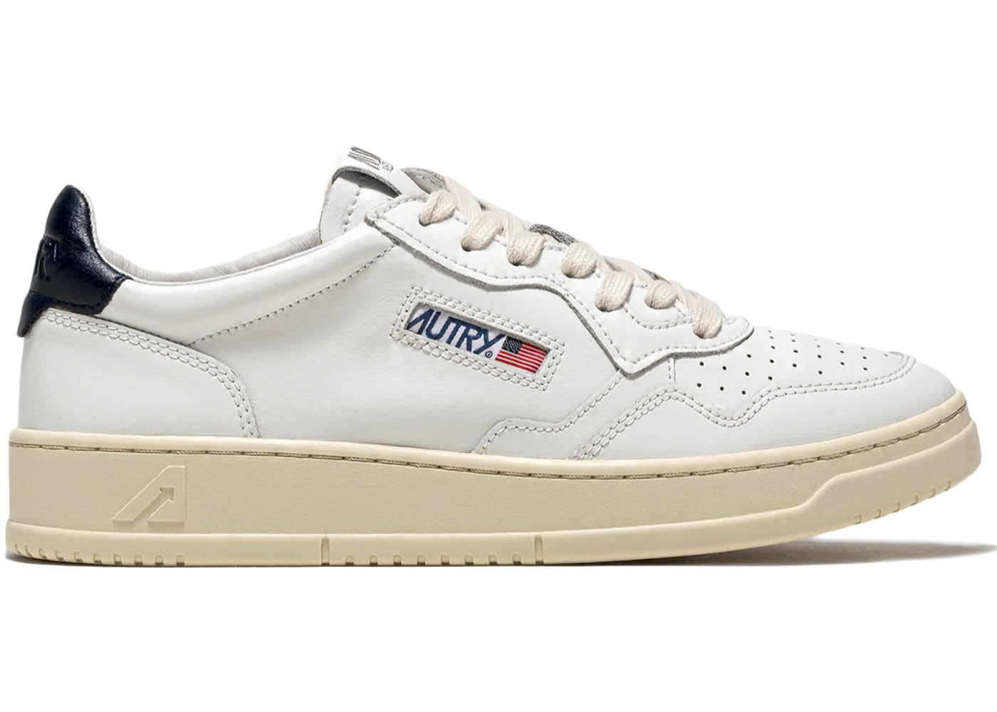 Autry Medalist Leather Low White Dark Blue (Women's)