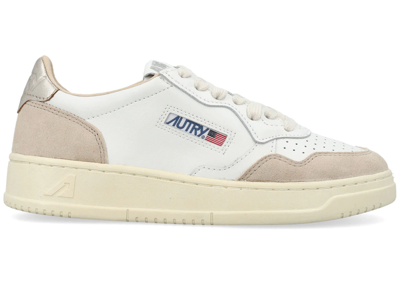 Autry Medalist Leather Low White Gold Beige (Women's)