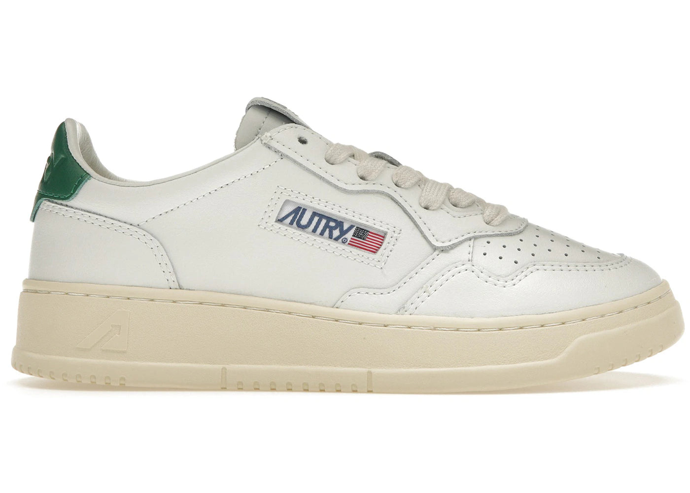 Autry Medalist Leather Low White Green (Women's)