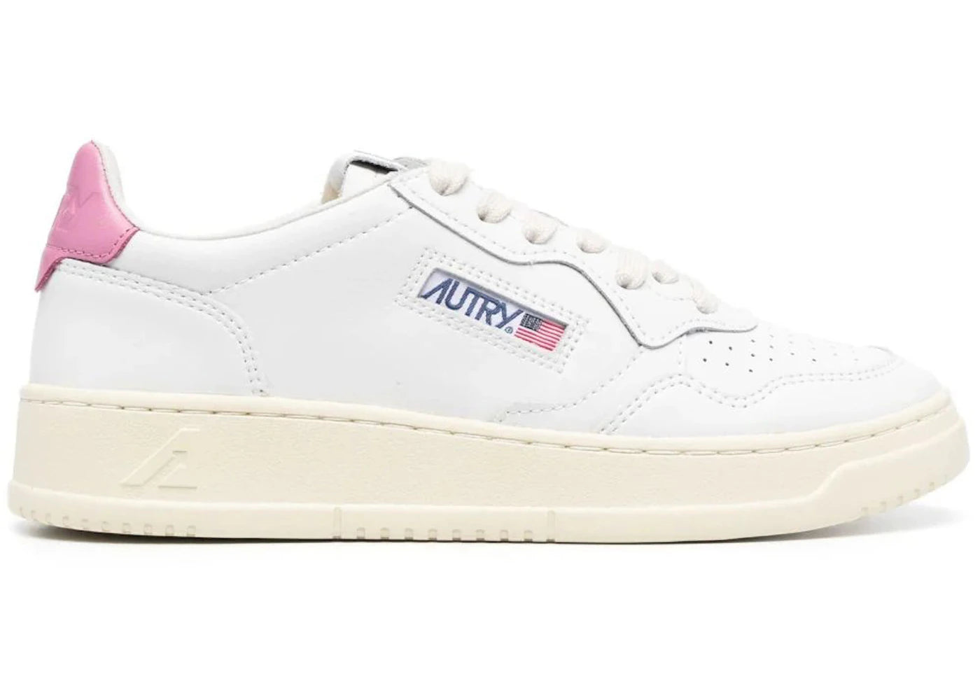 Autry Medalist Leather Low White Mauve Tab (Women's)
