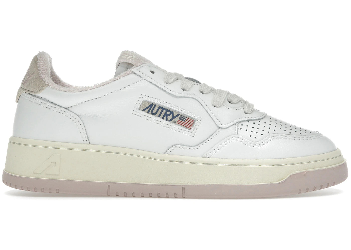 Autry Medalist Leather Low White Powder Pink (Women's)