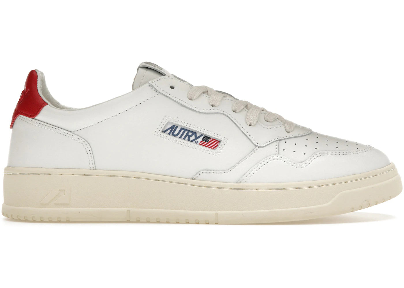 Autry Medalist Leather Low White Red