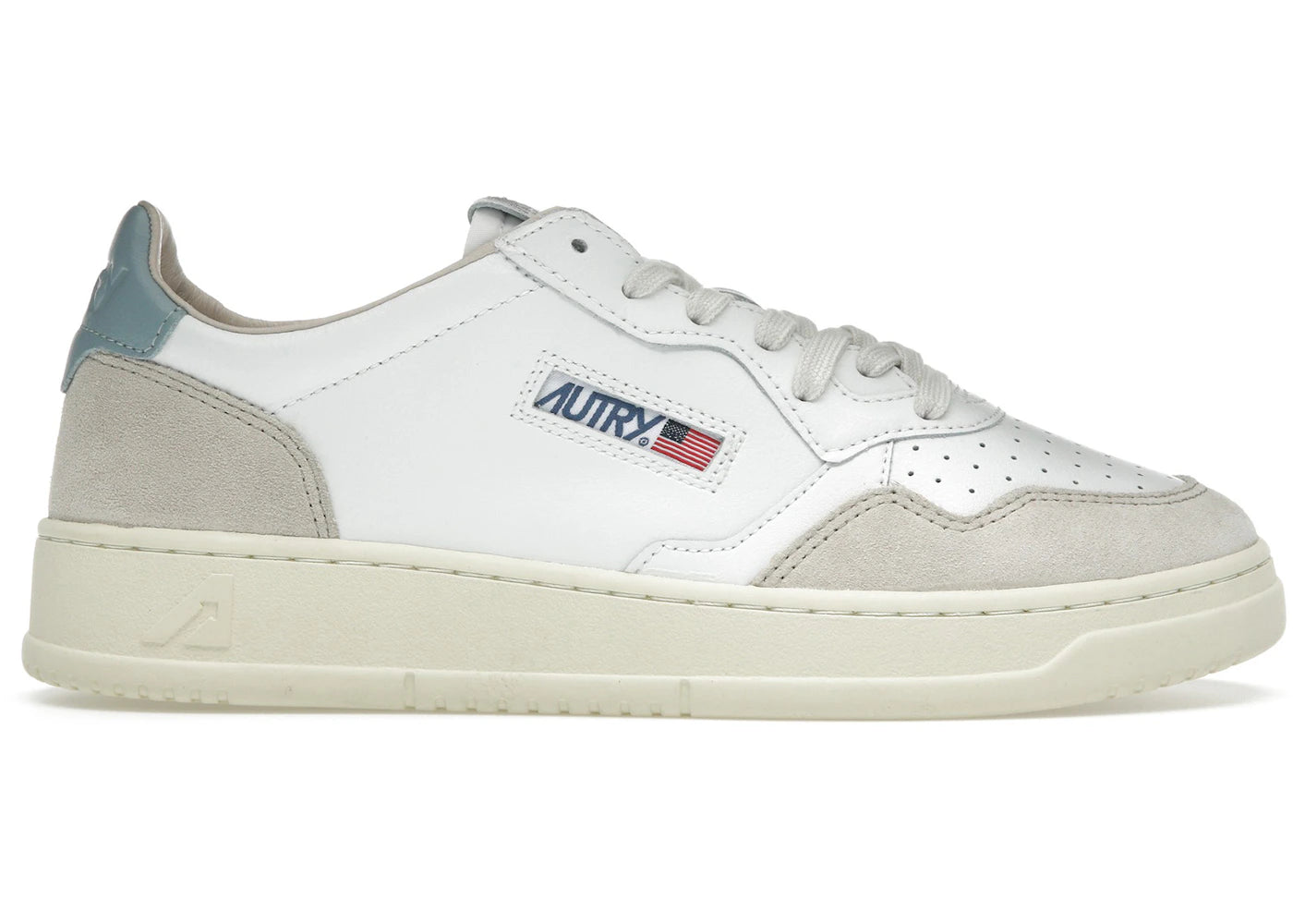 Autry Medalist Leather Low White Silver Blue