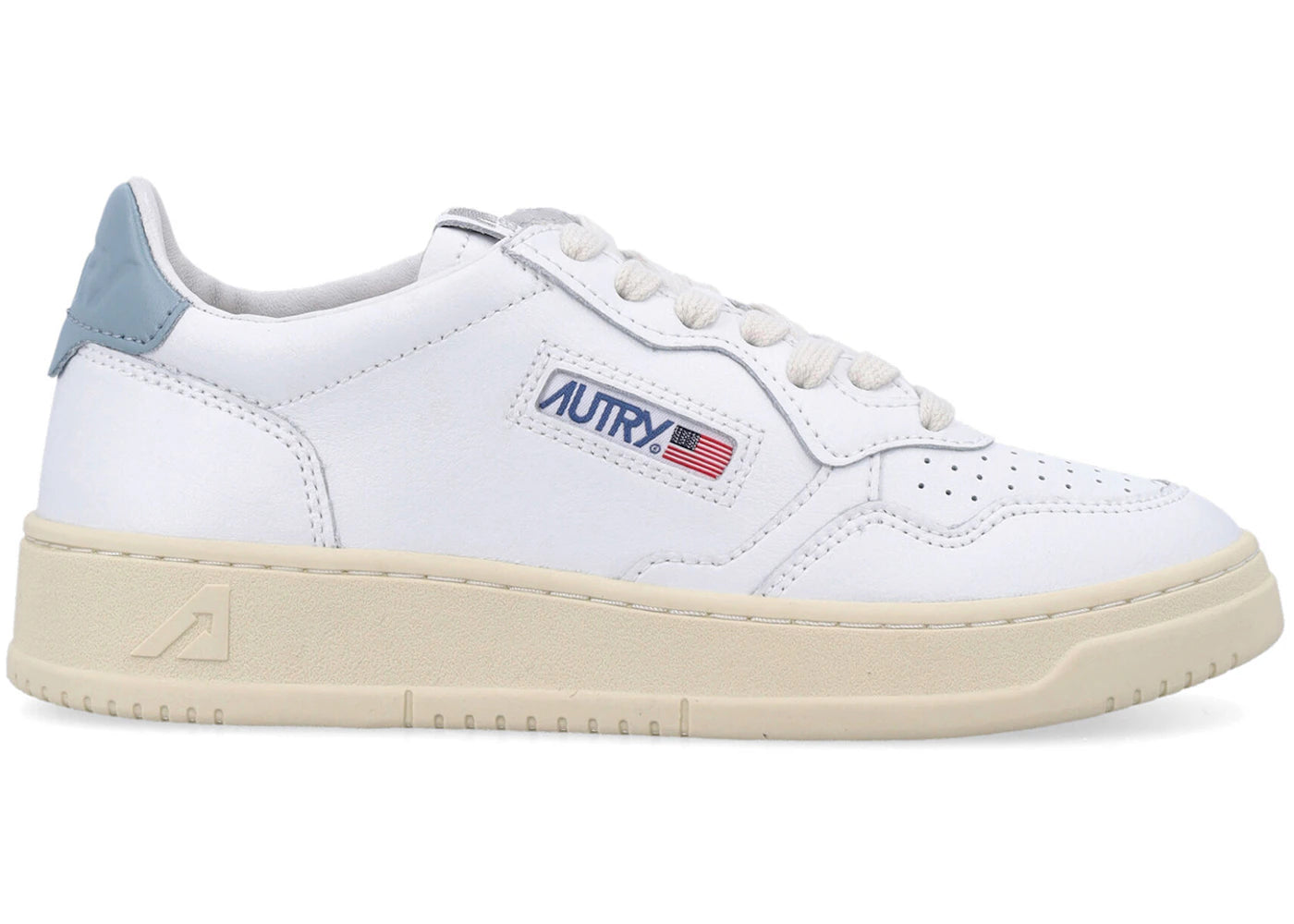 Autry Medalist Leather Low White Silver Blue (Women's)