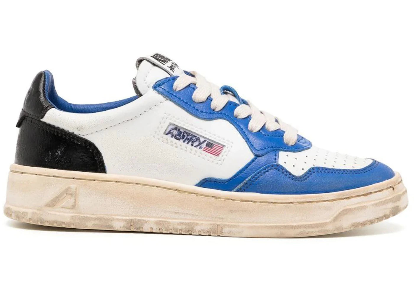 Autry Medalist Super Vintage Leather Low White Blue Black (Women's)