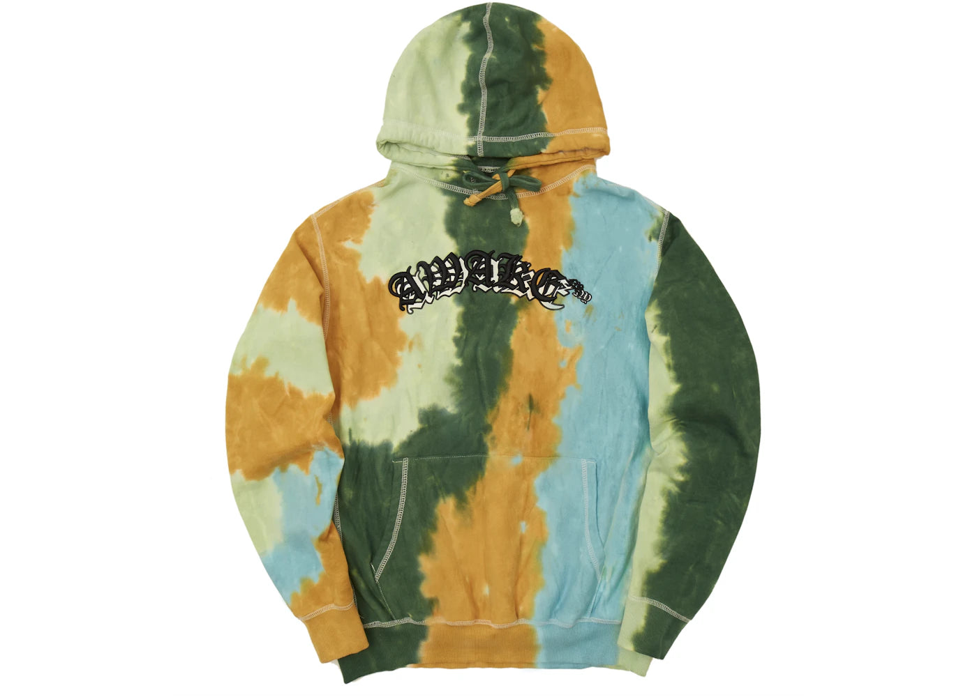 Awake Embroidered Double Varsity Hoodie Multi Tie Dye