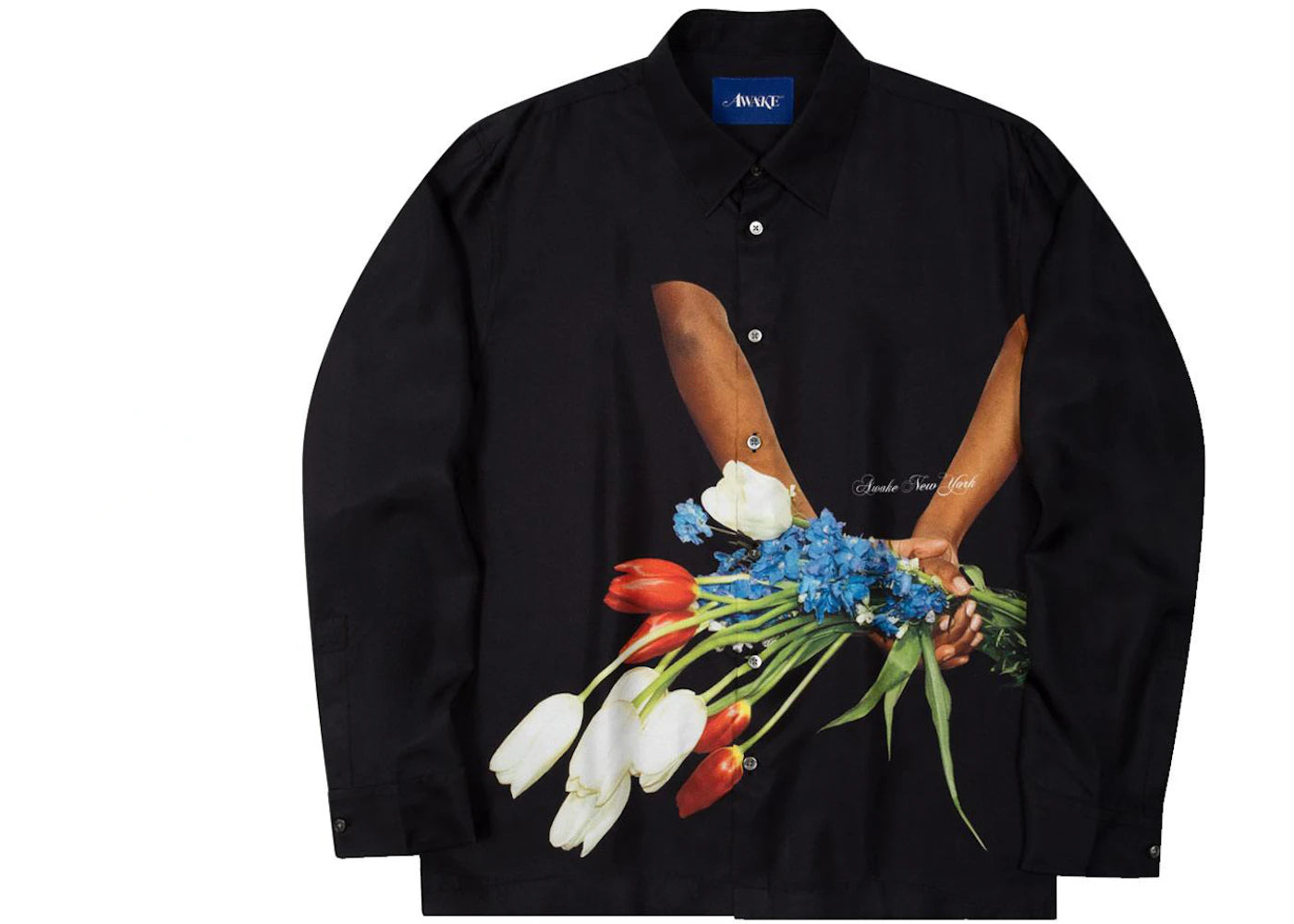 Awake Flowers Silk Shirt Black