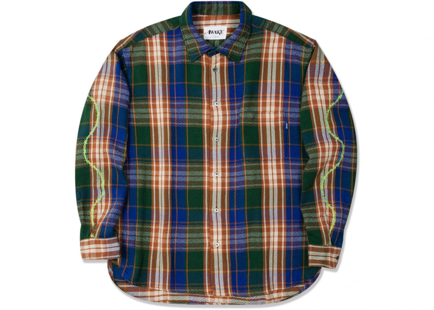 Awake Heavyweight Barbed Wire Flannel Green