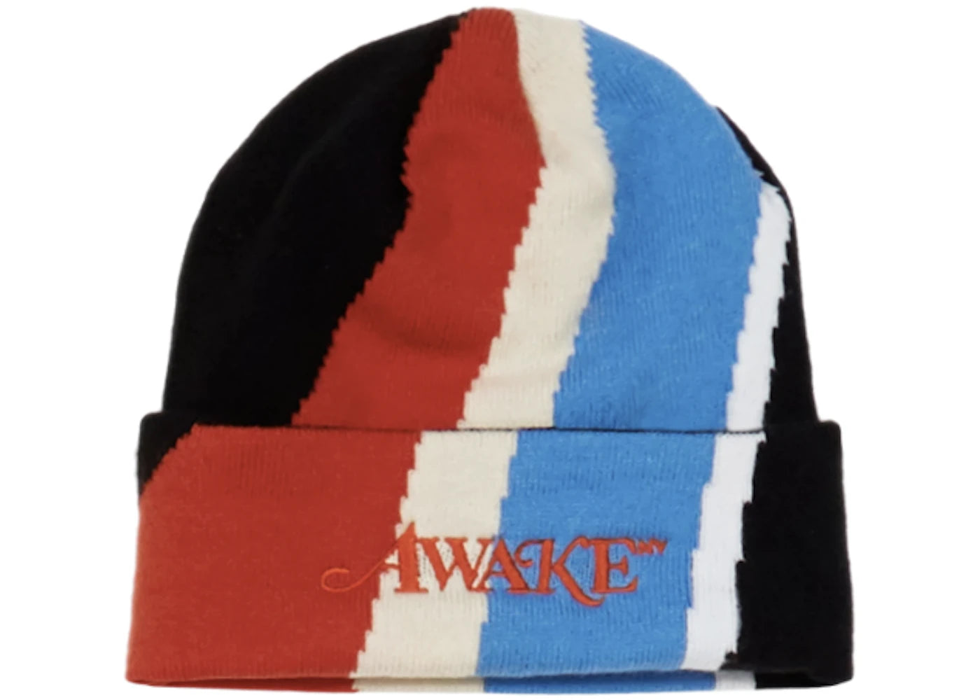 Awake Multi Stripe Intarsia Knit Classic Logo Beanie Multi Stripe Black
