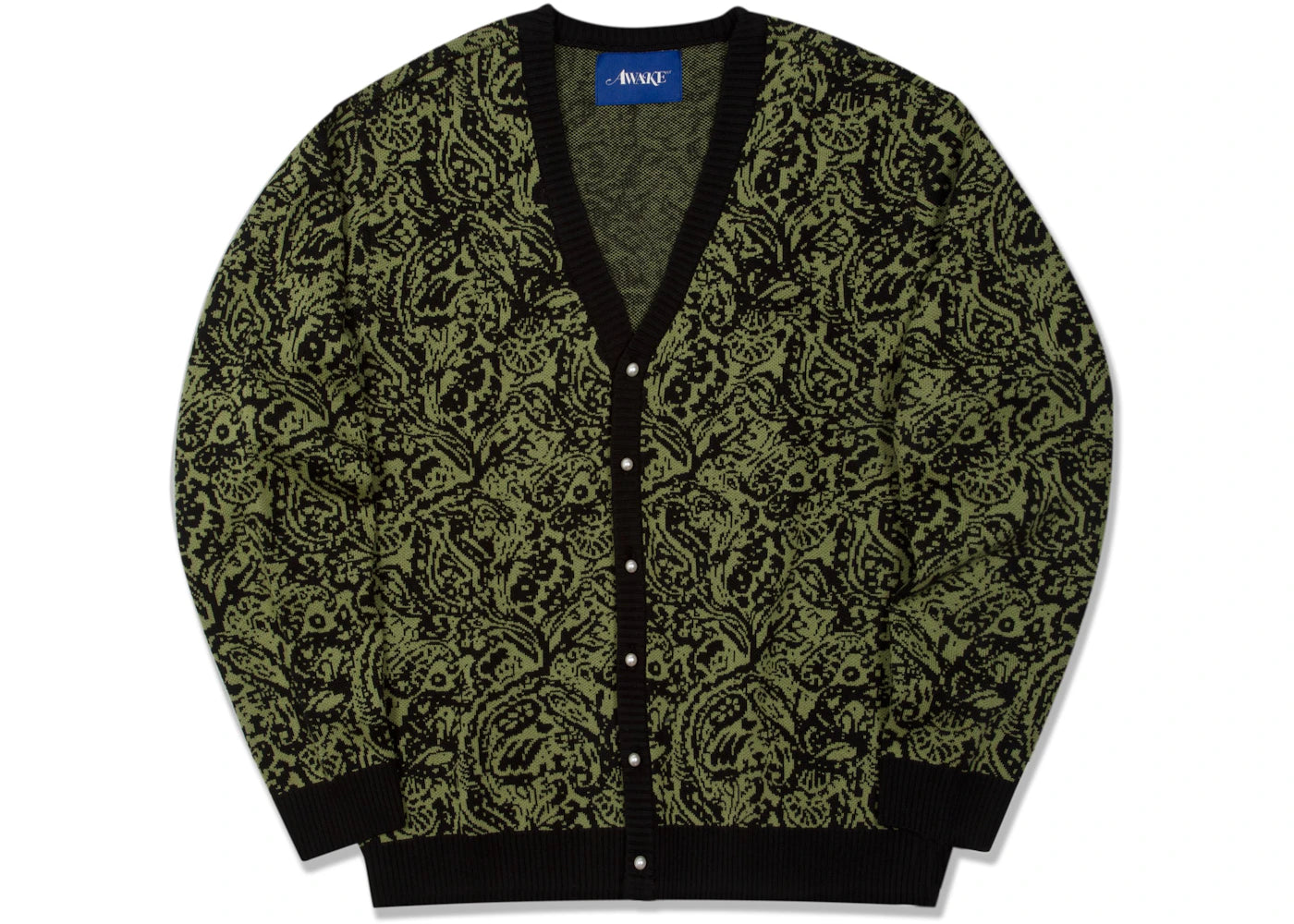Awake Paisley Pearl Button Cardigan Black