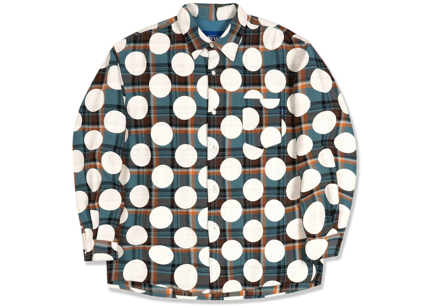 Awake Polka Dot Flannel Shirt Blue