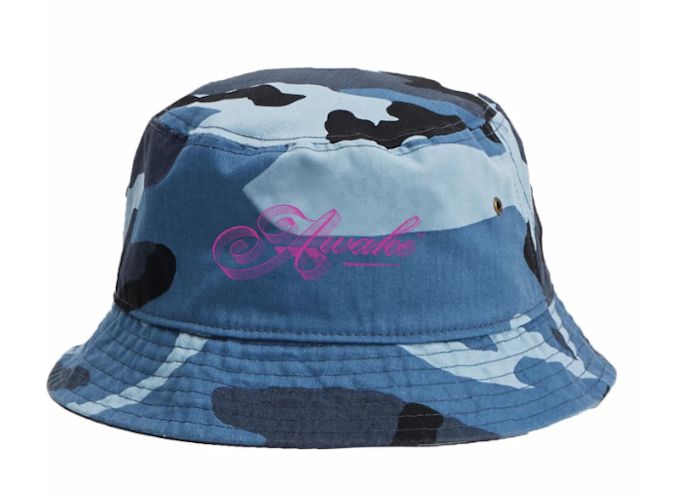 Awake Ribbon Script Logo Bucket Hat Blue Camo