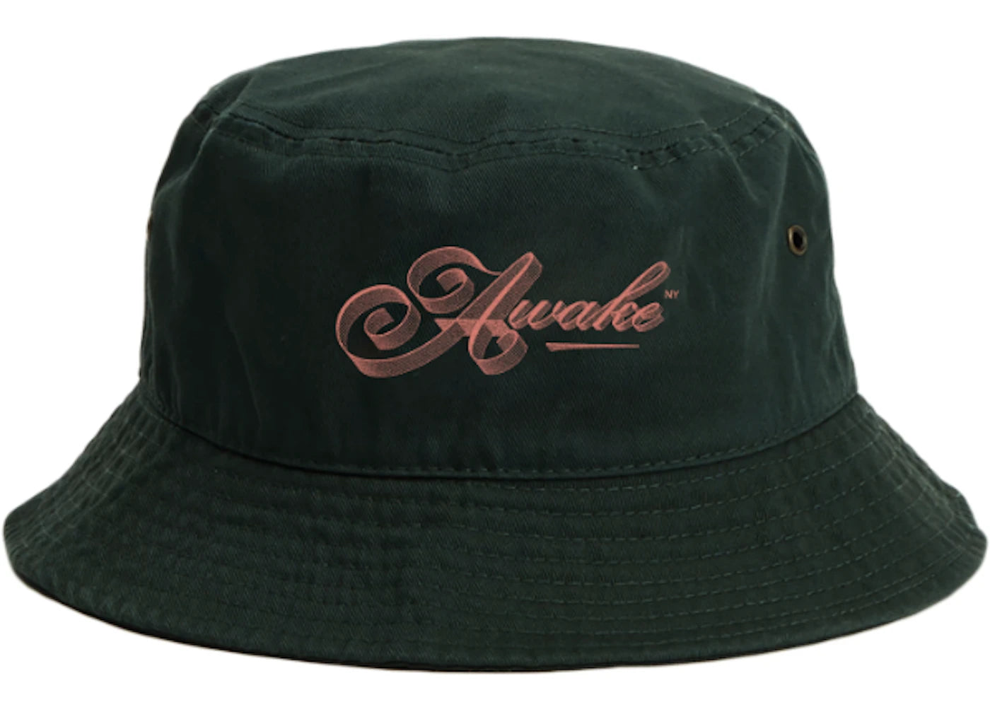 Awake Ribbon Script Logo Bucket Hat Dark Green