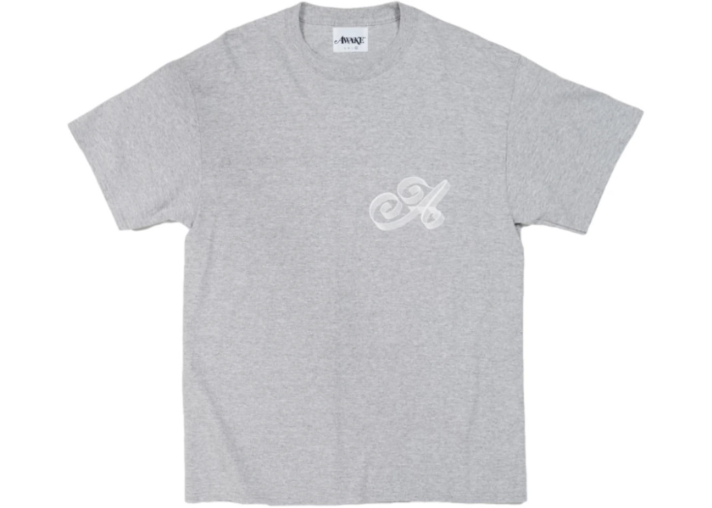 Awake Ribbon Script Logo Tee Heather Grey