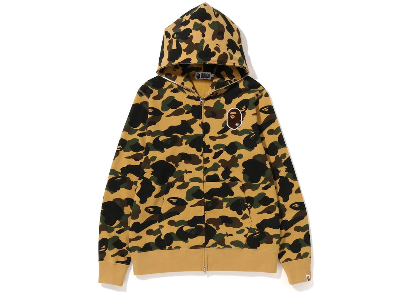 BAPE 1St Camo Ape Head Patched Full Zip Hoodie (FW22) Yellow