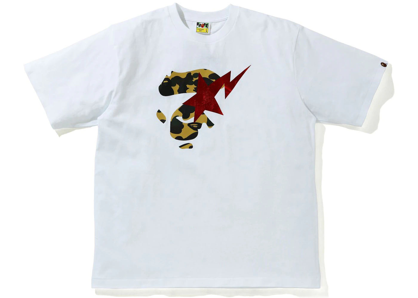 BAPE 1st Camo Ape Face Sta Relaxed Fit Tee White/Yellow