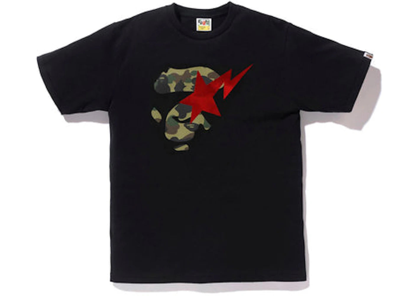 BAPE 1st Camo Ape Face Sta Tee Black Green