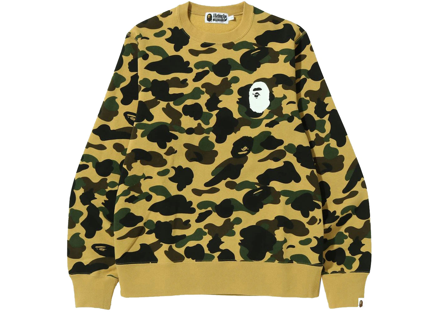 BAPE 1st Camo Ape Head Crewneck Yellow