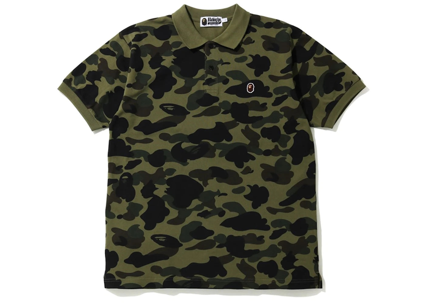 BAPE 1st Camo Ape Head One Point Polo Green