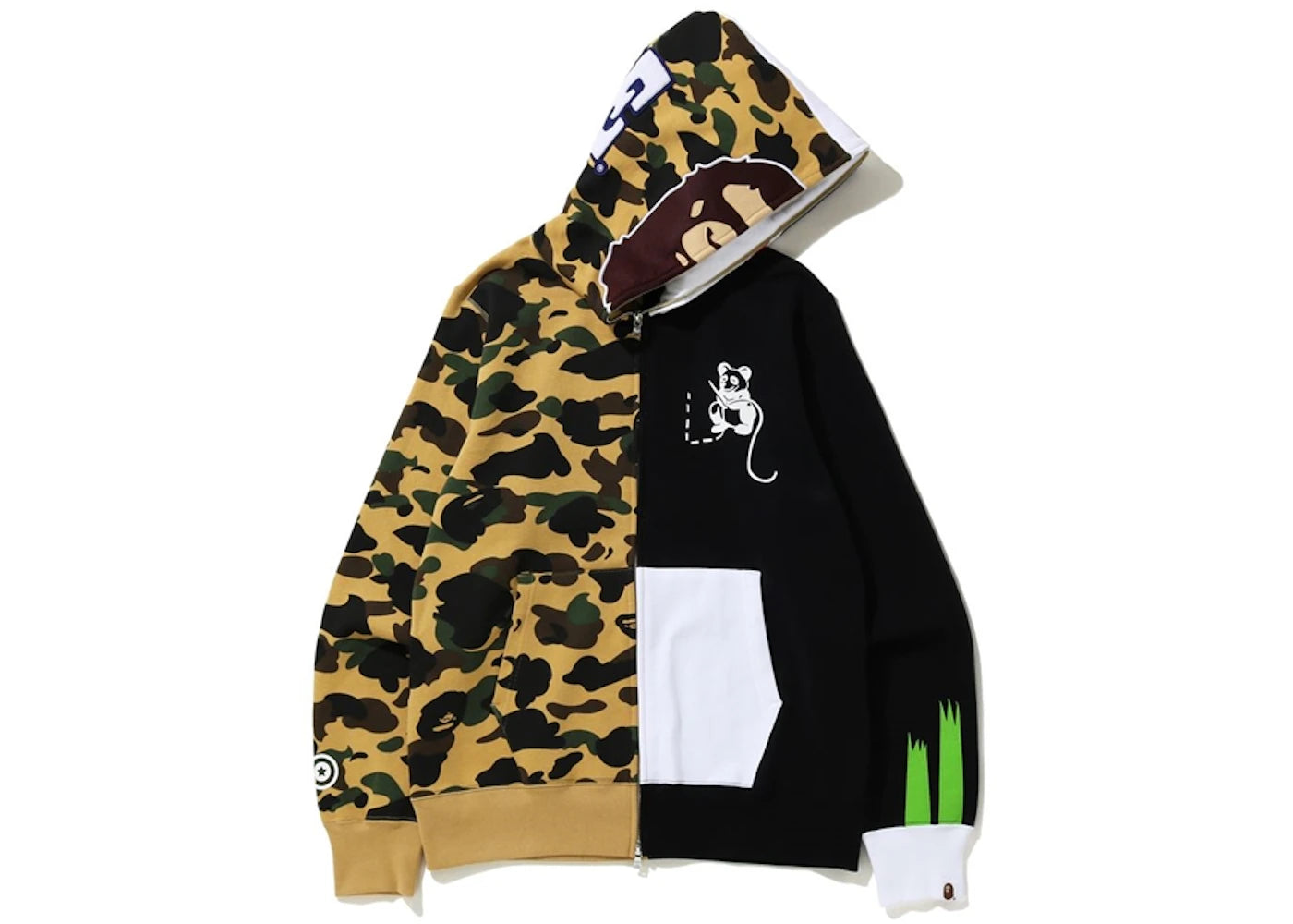 BAPE 1st Camo Ape Panda Half Full Zip Hoodie Yellow